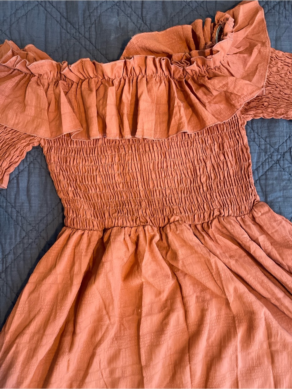 Off-Shoulder Ruffle Maxi Dress - Orange - Picture 2 of 4